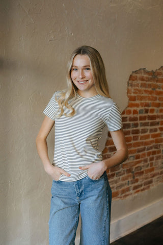 Annie Tee, Cream Navy - The Red Thread Boutique