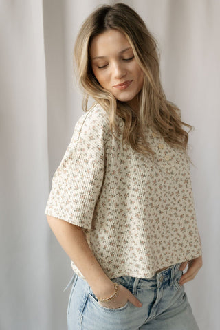 Arlo Floral Henley Tee - The Red Thread Boutique