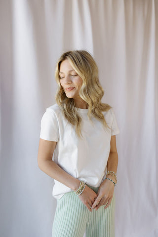 Asher 100% Cotton Classic Tee, White - The Red Thread Boutique