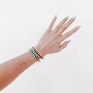 Avary Glass and Metallic Bead Bracelet: Blue - The Red Thread Boutique