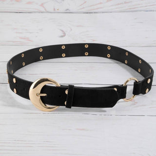 Studded Trim Vegan Leather Belt: GBK - The Red Thread Boutique