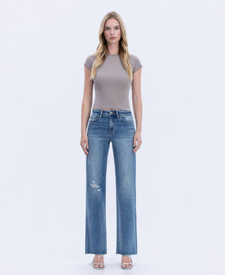 Fray Hem Slim Wide Jeans