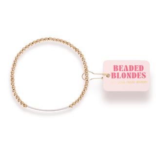 Bar Bracelet in Gold with Silver: Standard 6.75 Inch - The Red Thread Boutique