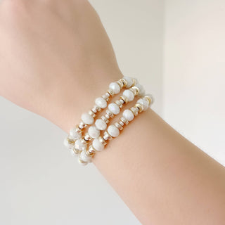 White + Gold Beaded Bracelet