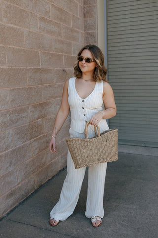 Belfort Pinstripe Vest, Flax by Z Supply *final sale - The Red Thread Boutique