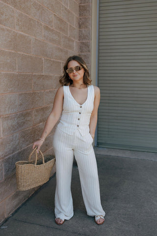 Bennet Pinstripe Pants, Flax by Z Supply *final sale - The Red Thread Boutique
