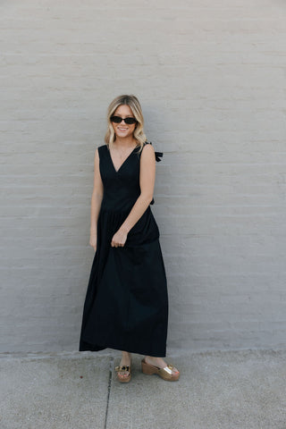 Black Bow Woven Dress *final sale - The Red Thread Boutique