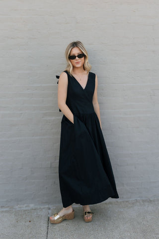 Black Bow Woven Dress *final sale - The Red Thread Boutique