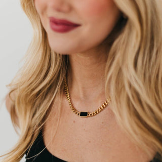 Black Stone Chain Necklace - The Red Thread Boutique