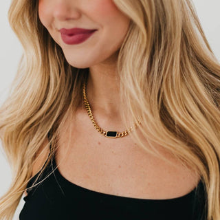Black Stone Chain Necklace - The Red Thread Boutique