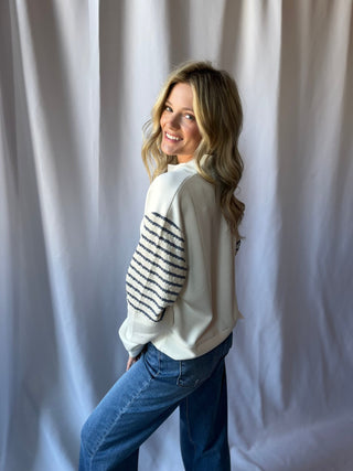 Bluebell Stripe Quarter Snap - The Red Thread Boutique