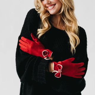 Bow Gloves: Red - The Red Thread Boutique
