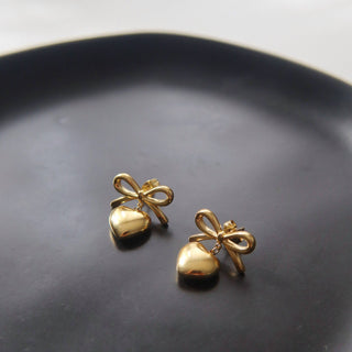 Bow Heart Earrings | Dangle Earrings - The Red Thread Boutique