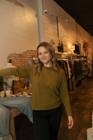 Boxy Tee, Green - The Red Thread Boutique
