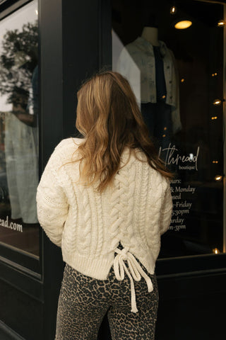Braided Back Cable Sweater - The Red Thread Boutique