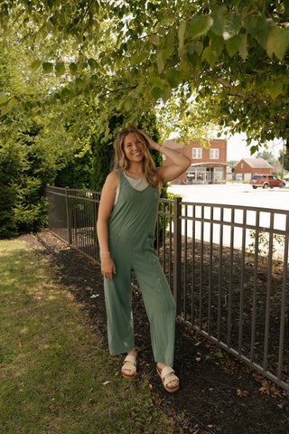 Brasila Jumpsuit, Hunter Green by Z Supply *final sale - The Red Thread Boutique