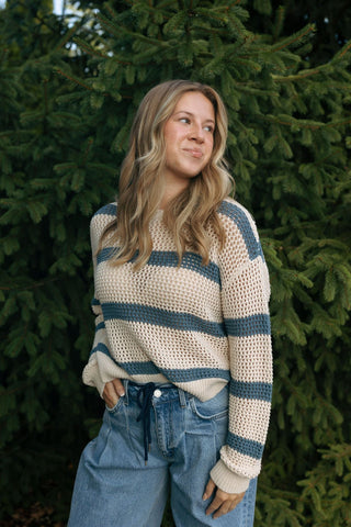 Broadbeach Striped Sweater, Indigo by Z Supply *final sale* - The Red Thread Boutique
