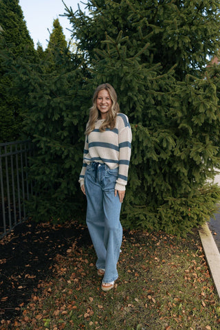 Broadbeach Striped Sweater, Indigo by Z Supply *final sale* - The Red Thread Boutique