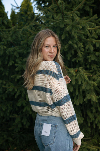 Broadbeach Striped Sweater, Indigo by Z Supply *final sale* - The Red Thread Boutique