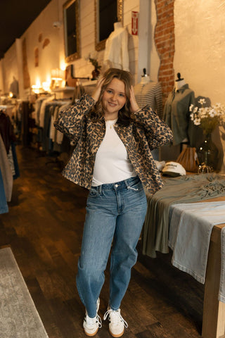 Brown Contrast Collar Leopard Jacket *final sale - The Red Thread Boutique