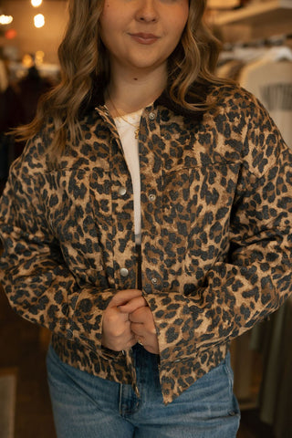 Brown Contrast Collar Leopard Jacket *final sale - The Red Thread Boutique