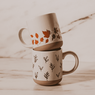 Brown Leaves Stoneware Coffee Mug *final sale* - The Red Thread Boutique