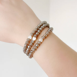Brown + Pearl Heart Beaded Bracelet - The Red Thread Boutique