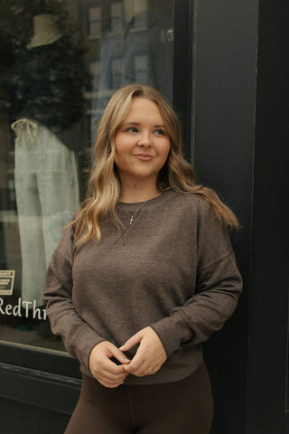 Burnout Sweatshirt, Espresso - The Red Thread Boutique