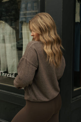 Burnout Sweatshirt, Espresso - The Red Thread Boutique