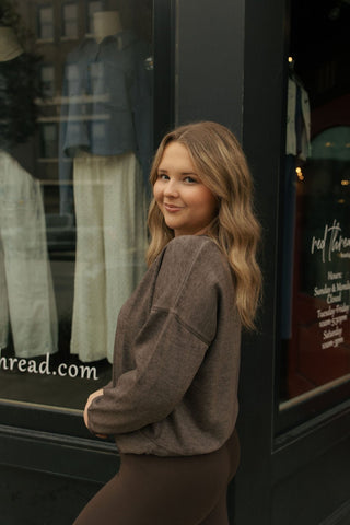 Burnout Sweatshirt, Espresso - The Red Thread Boutique