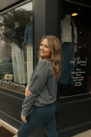 Burnout Sweatshirt, Navy - The Red Thread Boutique
