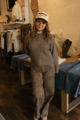 Button Front Cardigan, Mocha - The Red Thread Boutique