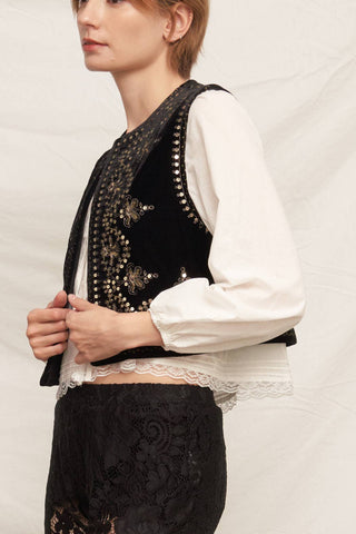 Embroidered Sequin Velvet Vest *final sale