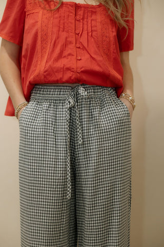 Caelis Pants, Charcoal Gingham - The Red Thread Boutique