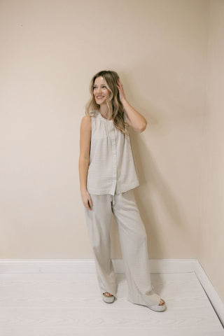 Caelis Pants, Sand Gingham - The Red Thread Boutique