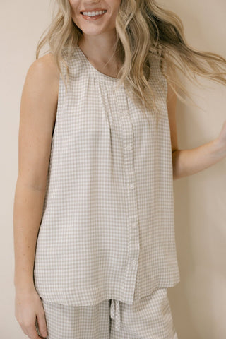 Caelis Tank, Sand Gingham - The Red Thread Boutique