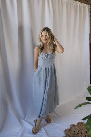 Capri Stripe Dress, Navy - The Red Thread Boutique