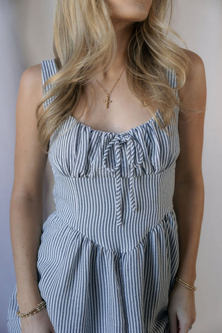 Capri Stripe Dress, Navy - The Red Thread Boutique