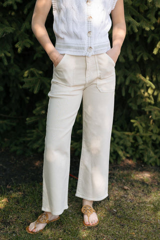 Cargo Pocket Wide Leg, Almond - The Red Thread Boutique