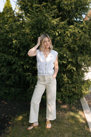 Cargo Pocket Wide Leg, Almond - The Red Thread Boutique