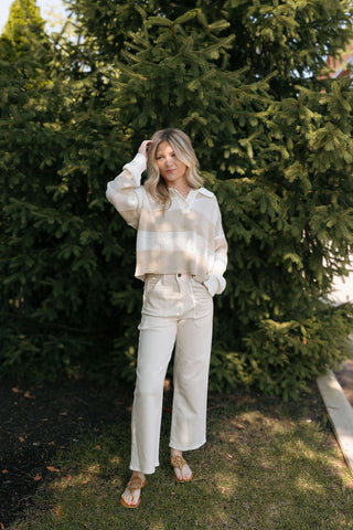 Cargo Pocket Wide Leg, Almond - The Red Thread Boutique