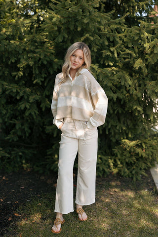 Cargo Pocket Wide Leg, Almond - The Red Thread Boutique