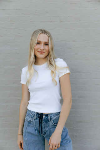 Cassie Rib Tee, White by Z Supply *final sale - The Red Thread Boutique