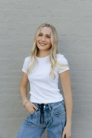 Cassie Rib Tee, White by Z Supply *final sale - The Red Thread Boutique