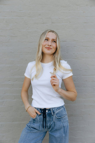 Cassie Rib Tee, White by Z Supply *final sale - The Red Thread Boutique