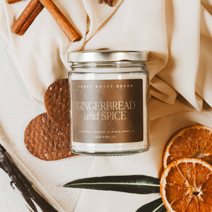 Gingerbread and Spice 9 oz Soy Candle (Gold Foil)