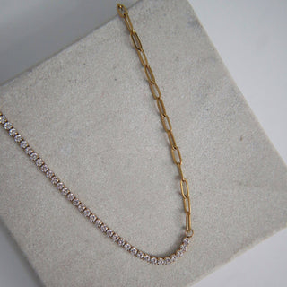 Celine Necklace | CZ Paperclip Necklace - The Red Thread Boutique