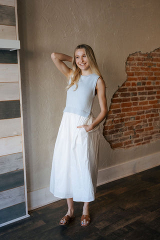 Charlotte Dress, Blue White *final sale - The Red Thread Boutique