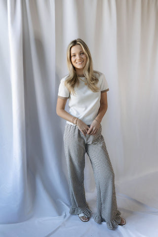 Check Mate Ruffle Pants, Brown - The Red Thread Boutique