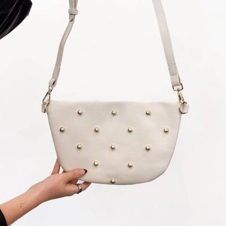 Chic Gold Studded Westlyn Bum Bag: Cream - The Red Thread Boutique